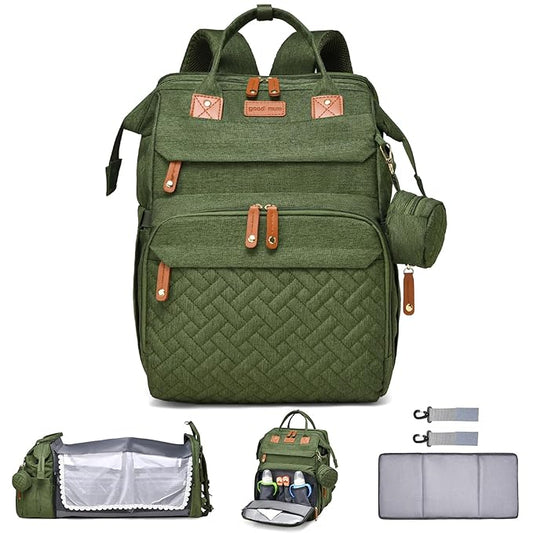 Baby Diaper Bag Backpack Multifunctional Waterproof Diaper Bag with Changing Station Travel Backpack with Changing Pad(Army Green)