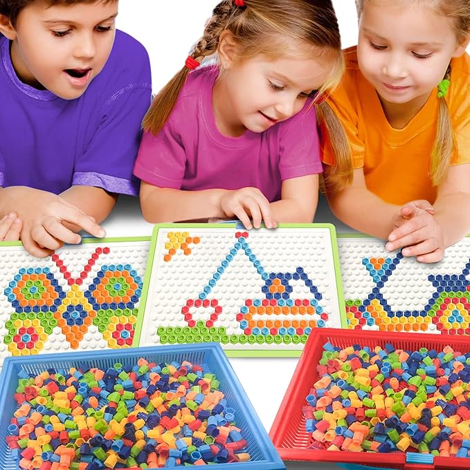 ArtCreativity Mushroom Peg Puzzle for Kids with 10-Challenges - Fun Brain Teaser for Children - Arts and Crafts Creative Educational Learning Toy - Gift Idea for Boys and Girls