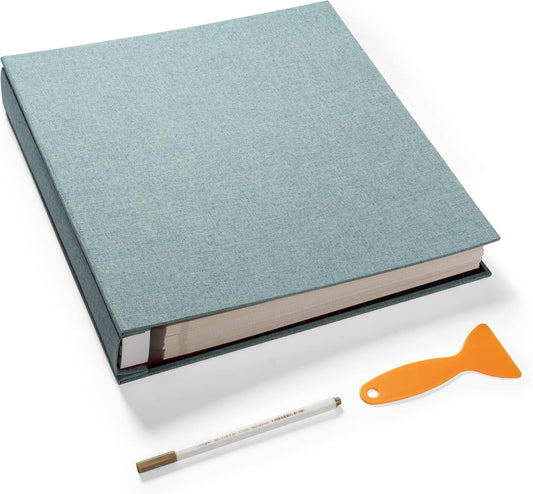 Large Photo Album Self Adhesive 4x6 8x10 10x12 Scrapbook Magnetic DIY Length 13 x Width 12.8 (Inches) 120 Sticky Pages Linen Cover Album(Green), 13''x12.6'' 120Pages
