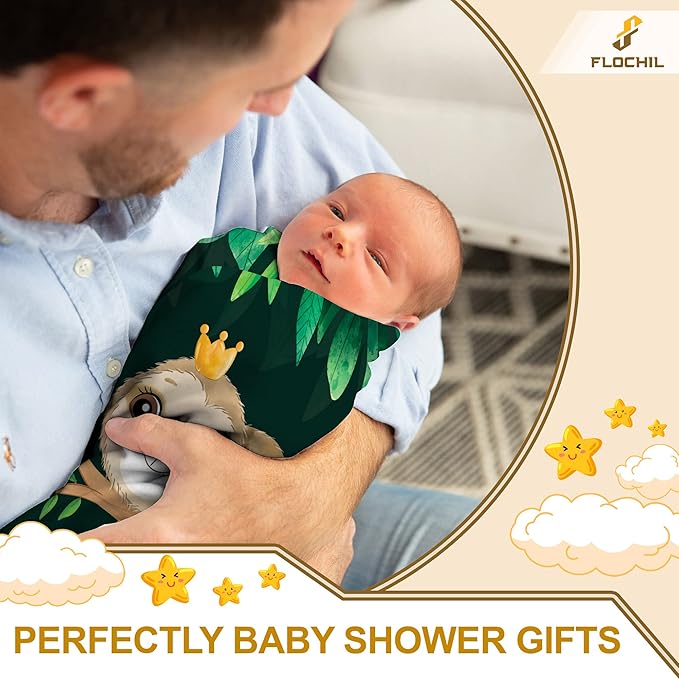 FLOCHIL Personalized Baby Blankets, Custom Baby Blanket - Baby Blanket with Name for Boys, Best Gift for Baby, Newborn Elephants Flush Fleece (30x40) (Sloth)