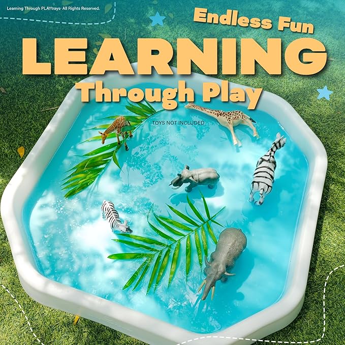 White Tuff Tray for Kids, Sensory Play Tray with Textured Surface, Sand and Water Table, Sensory Bin for Toddlers