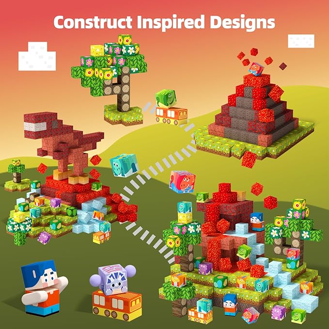 GobiDex Magnetic Blocks Kids Building Toys for Boys Girls 3+, Game-Based Build Jurassic MagWonder with Magnet Construction Dinosaur Toys, Upgraded STEM Sensory Gift for Birthday