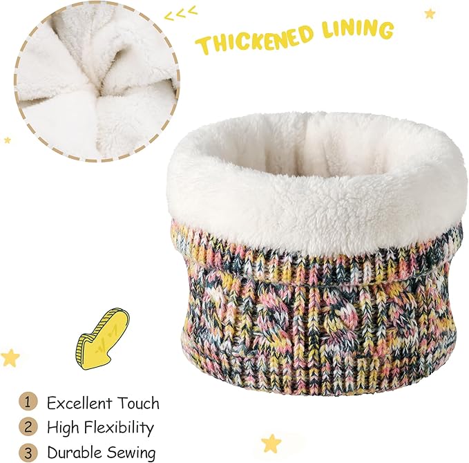 Kids Toddlers Winter Beanie Hats Gloves Neck Scarf Set Mittens Gifts for 0 6 12 Months 1 2 3 4-8 Year Old Baby Girls Boys