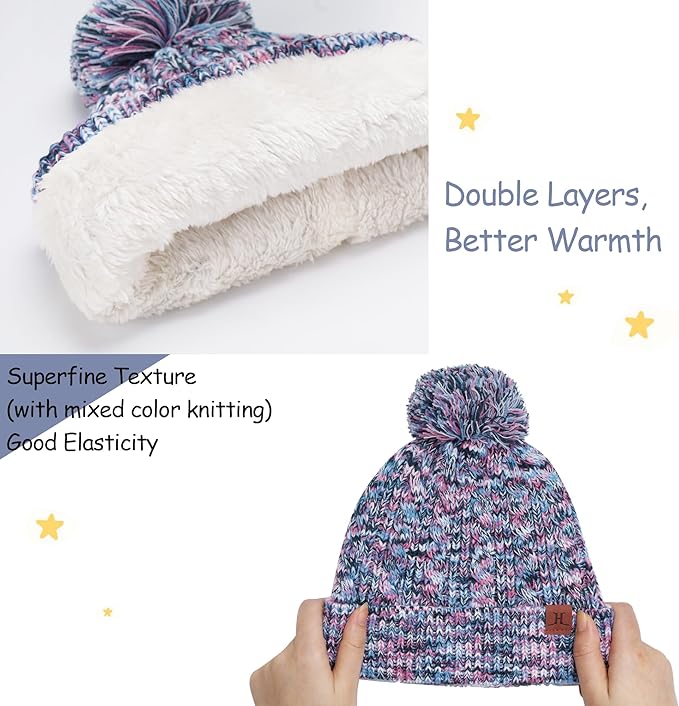 Kids Toddlers Winter Beanie Hats Gloves Neck Scarf Set Mittens Gifts for 0 6 12 Months 1 2 3 4-8 Year Old Baby Girls Boys