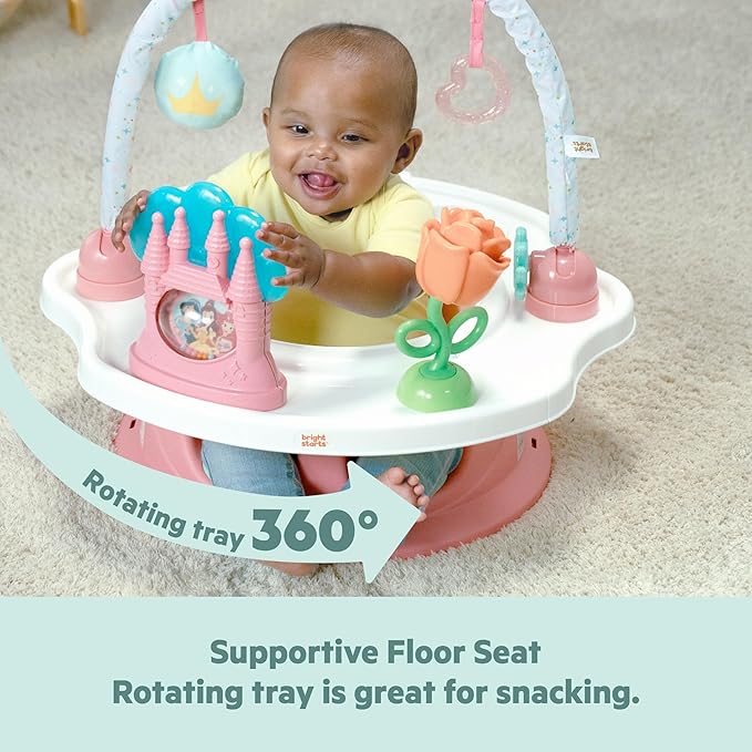 Bright Starts Disney Princess SuperSeat, Fun Baby Seat for Sitting Up, Playtime, and Meals, Ages 4 Months to 4 Years, Pink