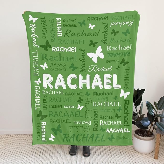 Personalized Throw Blanket with Name Custom Blankets Customized Baby Blanket for Girls Kids Adult Birthday Gift