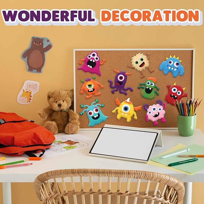 Halloween Monster Craft Sewing Kit for Kids - Sewing Craft Kit with 12 Monster Characters, 6 Child-Friendly Needles, 7 Thread Bundles, 1 Bag of Stuffing, and Scissors - Sewing Craft Ages 5 6 7 8 9 10+