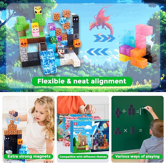 Magnetic Blocks - 150 PCS Build Dark Hell Forest Castle - Magnetic Toys for Montessori Toddler Christmas Birthday Gifts - STEM Sensory Toys for 3 4 5 6 7 8 9 10 Year Old Boys & Girls