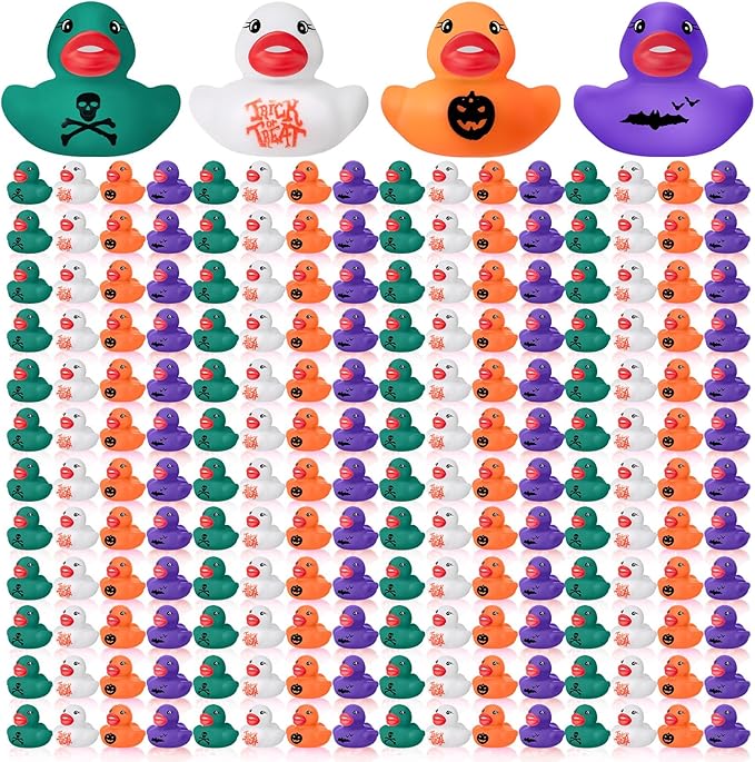 120 Pcs Halloween Rubber Ducks Assorted Rubber Duckies Bulk Mini Pool Bath Duck Cute Small Tiny Fun Rubber Ducky Bath Ducks Toy for Party Favors Classroom Exchange Gifts