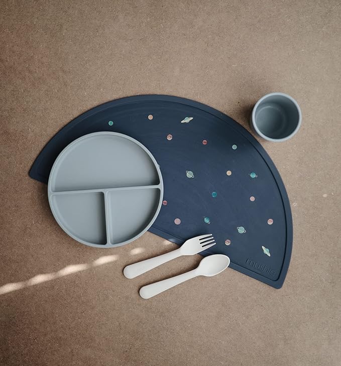 mushie Silicone Placemat for Kids | BPA-Free Non-Slip Design (Planets)