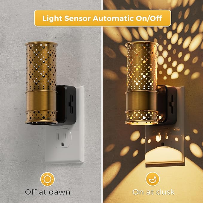 L LOHAS LED Night Light, 2 Pack Dimmable Night Lights Plug into Wall, Vintage Nightlight with Light Sensor, Soft White, 0-100LM Plug in Aesthetic Night Light for Adults Bathroom Hallway Gift