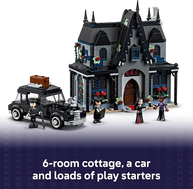 LEGO Wednesday Morticia’s Cottage Building Toy - Pretend Playset with Buildable Car for Kids, Ages 10+ - W/Morticia, Lurch, Bianca, & Wednesday Addams Minidolls - Gift Idea for Girls & Boys - 76786