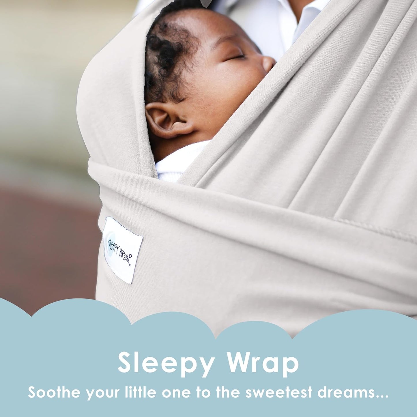 Sleepy Wrap Stretchy Ergonomic Baby Carrier Sling for Newborns to Toddlers - Hands-Free Lightweight Baby Wrap 7-35 lbs (Light Grey)