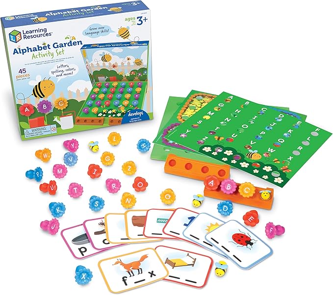 Learning Resources Alphabet Garden Activity Set - 45 Pieces, Age 3+ Educational Indoor Games, Preschool Alphabet, Toddler Brain Toys, Toddler Preschool Learning