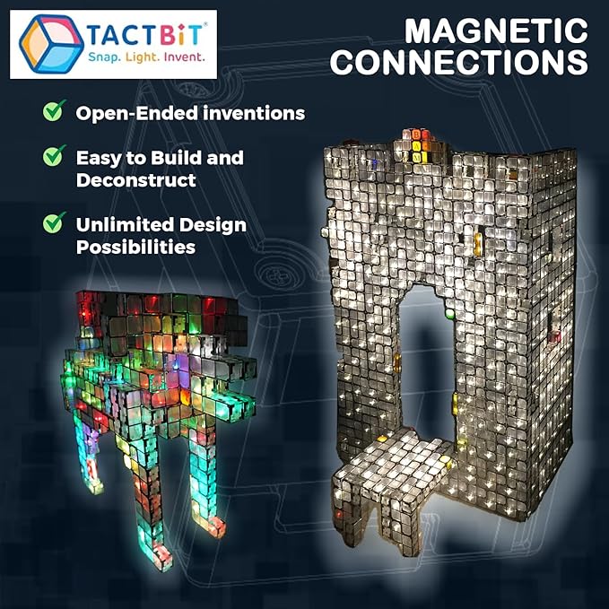 12 Magnetic Building Blocks – Light-Up STEM Educational Toy for Toddlers & Kids, Intertek Approved, Patented in US & China, Interactive Learning Cubes
