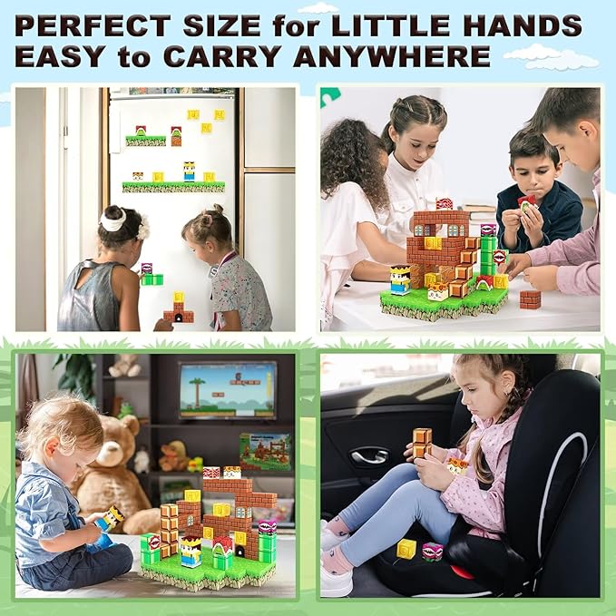 108PCS Magnetic Blocks Building Toys - 1'' Magnet Building Blocks Build Mine Magnet World Game Adventure Set Cubes Boys Girls Toys Ages 3-5 4-6 5-7 6-8 Kids Gifts for 3-12 Years Old School Supplies
