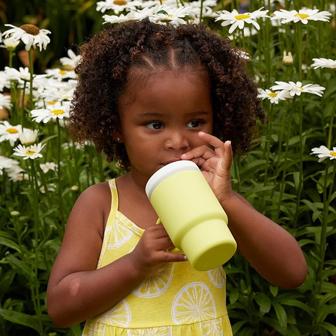 Infantino My 1st Tumbler, Silicone Sippy Cup with Straw & Handle, Spill-Resistant Baby Cup for On-the-Go, BPA-Free Transition Bottle, Citrus