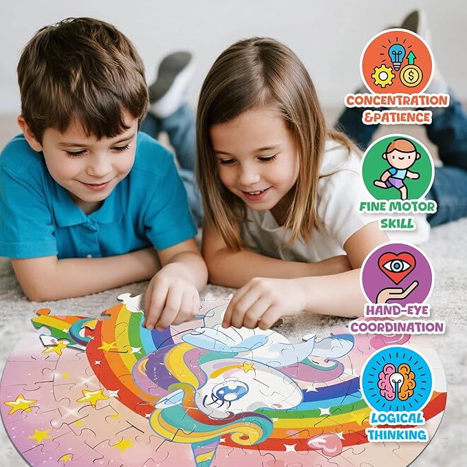 Kids Large Floor Puzzle -Educational Floor Puzzles for Kids, Best Gifts for 3-6 Years Old Girls, 70 Large Pieces, Puzzle for Boys and Girls 3+, Gift for 4-8 Years Old (Unicorn Puzzle)