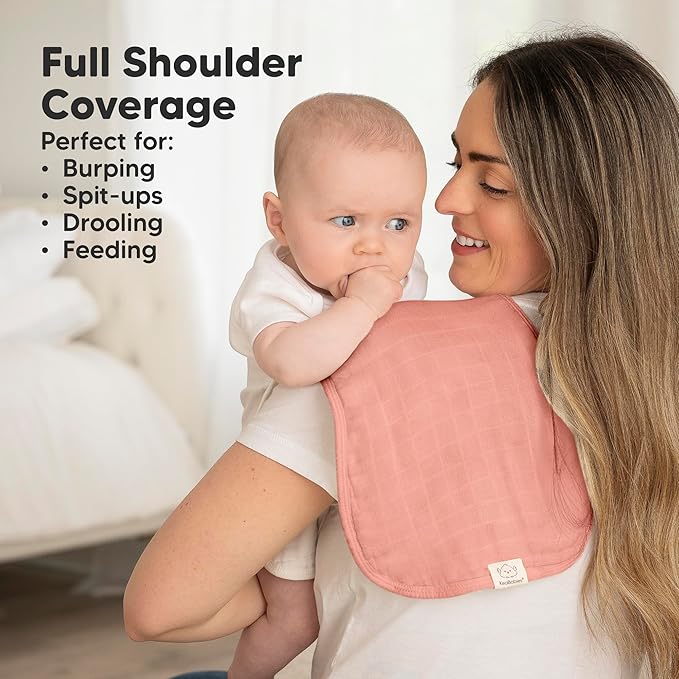 5-Pack Muslin Burp Cloths Baby Boy, Girl - Very Absorbent Baby Burp Cloth Rags, 8-Layers Viscose Derived from Bamboo Cotton Muslin Towel, Super Soft Spit Up Rags, No Shrink Washcloths (Mauve)