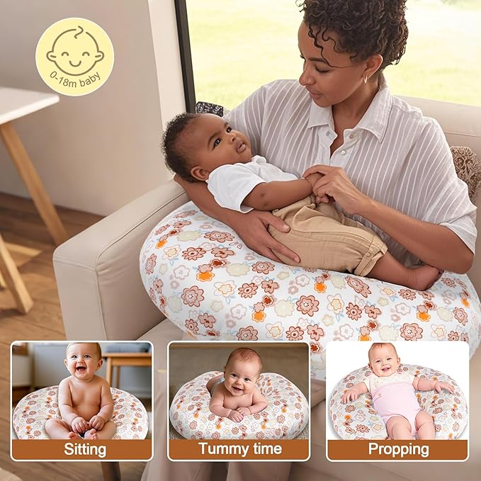 Baby Nursing Pillow for Breastfeeding, Adjustable Breast Feeding Pillow for Bottle Feeding, Ergonomic Support for Mom and Baby Healthier Nursing, for Newborn (Cartoon Flower)