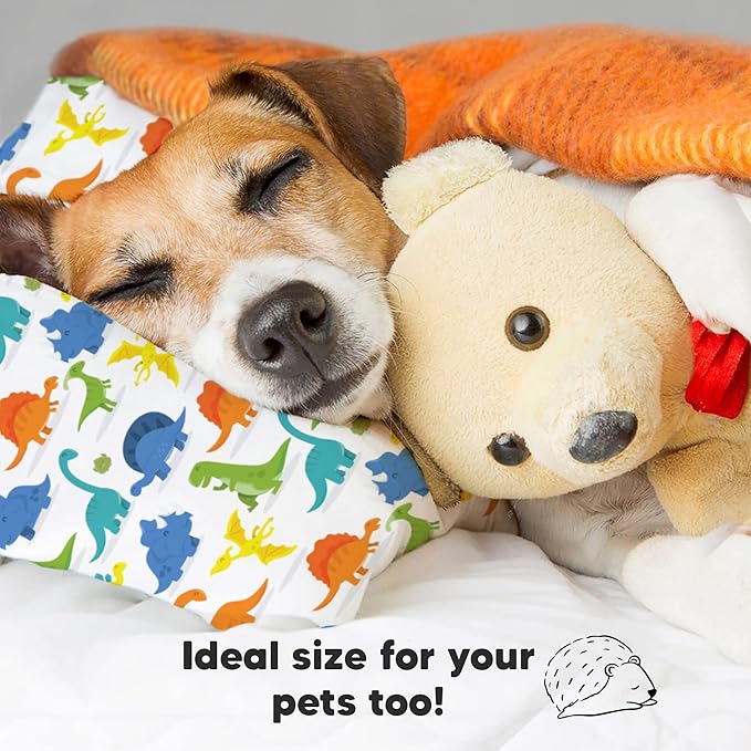 Toddler Pillow with Pillowcase - 13x18 My Little Dreamy Kids Travel Bed Pillows for Sleeping, Organic Cotton Small Pillowcase, Soft & Breathable, Machine Washable, Toddlers 2-5 Years Old (Happy Dino)