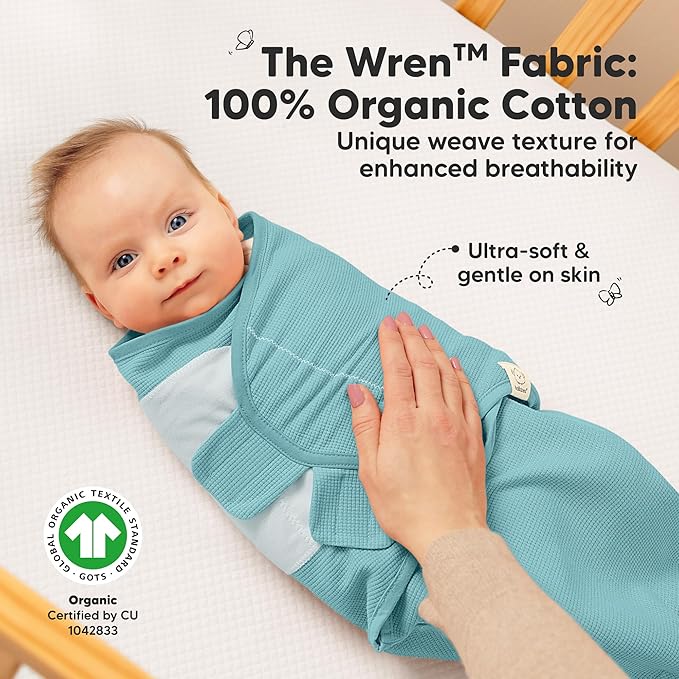 3-Pack Organic Swaddles for Newborns, Baby Sleep Sacks 0-3 Months - Baby Swaddle Wrap, Newborn Wearable Blanket, Infant Sleep Sack for Girls, Boys, Soft & Snug, Large Hook & Loop Closure (Valiant)