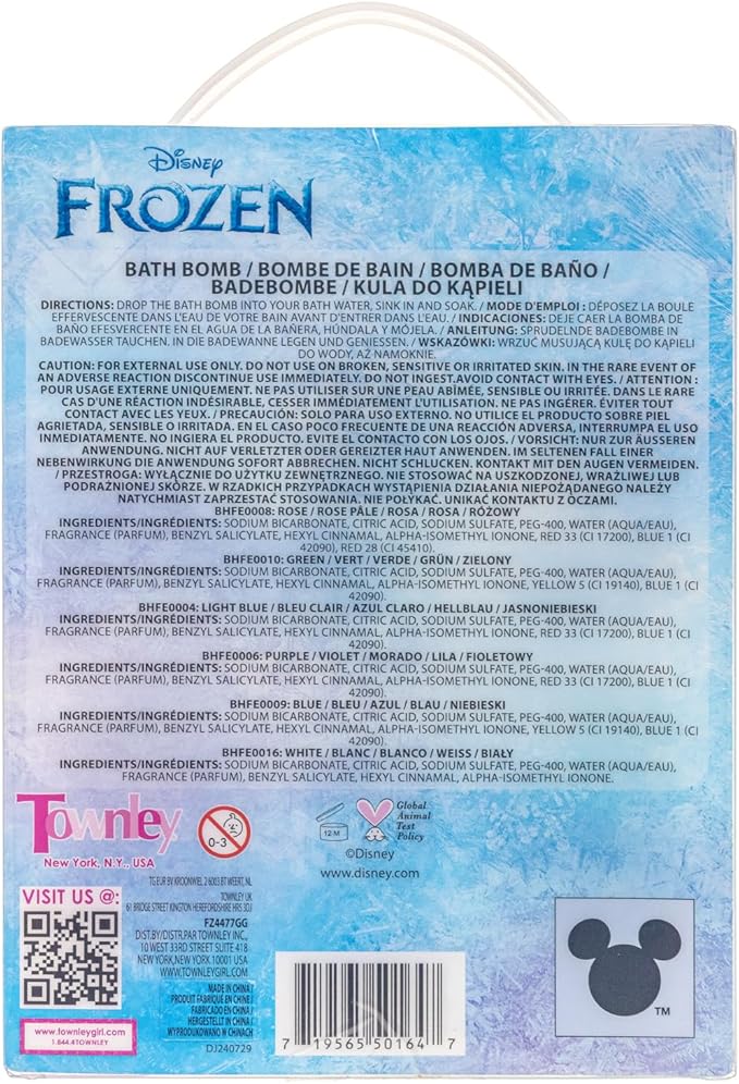 Disney Frozen 6 Pack Berry Scented Bath Bombs - Ages 3+ Character Molded Bath Bombs – Fun & Bright Colors - Great Birthday Gifts, Stocking Stuffers, Slumber Parties, Spa Days & More by Townley Girl