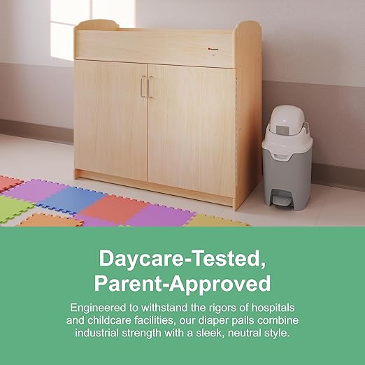 Foundations Mini Hands-Free Diaper Pail with Airtight Lid - Durable & Odorless Diaper Disposal, Large Capacity, Holds up to 30 Newborn Diapers, Refill with Any Bags - Green