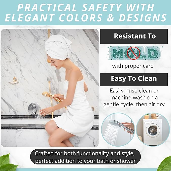 ENKOSI Bath Mat - Large Non Slip Bathtub & Shower Mat - Extra Long 40 x 16 Inch Bathroom Mats for Tub Nonslip Anti Slip Bathmats (40x16 Charcoal 1-Pack)