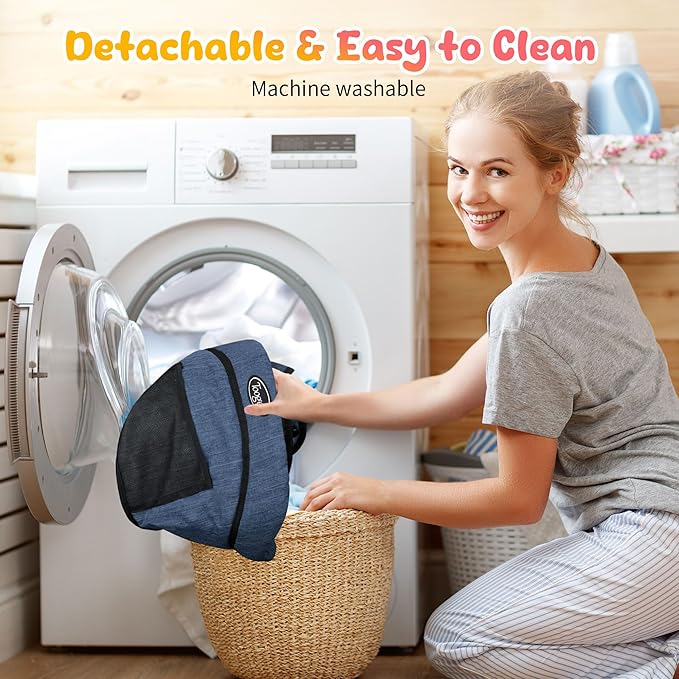 Hook On High Chair with Removable Dining Tray,Folding Portable Clip on Table High Chair,Baby Chair with Storage Bag for Indoor/Outdoor (Navy Blue)