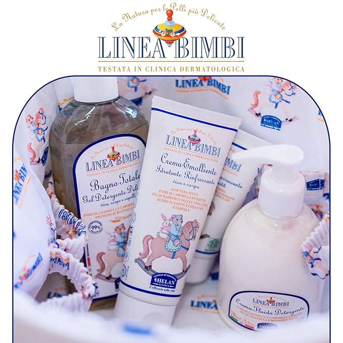 Helan Linea Bimbi- Soothing Baby Lotion for Face & Body with Vitamin E, Aloe Vera & Beeswax, Moisturizing & Refreshing Baby Cream for Delicate Skin, Baby Essentials for Newborn, Made in Italy 100fl oz