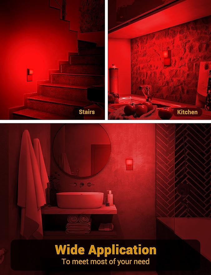 Red Night Light,JandCase Red NightLight[2 Pack],0.3W LED Night Light with Auto Light Sensor,Night Lamp Plug into Wall for Bedroom,Corridor,Hallway,Non-dimmable