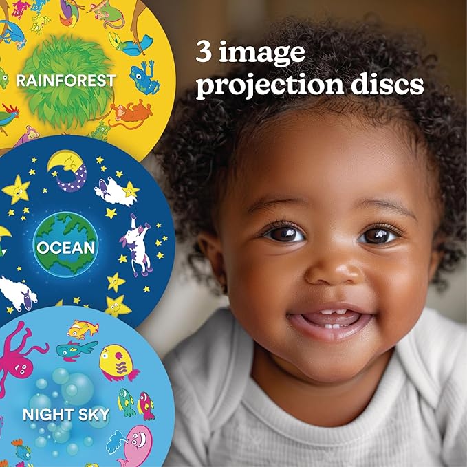 MyBaby SoundSpa Lullaby 2-in-1 Projector & Sound Machine with 8 Soothing Sounds, Adjustable Volume, Rotating Night Light Projector with 3 Calming Images, Auto-Off Timer, by Homedics