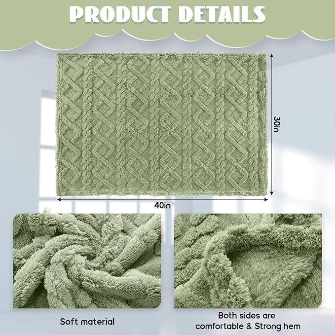 VitalCozy 4 Pcs Fluffy Baby Blanket Fleece 30" x 40" 3D for Boys Nursery Little Girl Infant or Newborn Receiving Swaddling Blankets(Blue,Green)