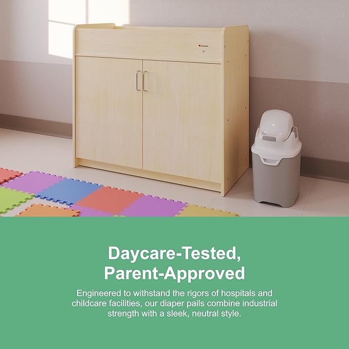 Foundations Mini Diaper Pail with Airtight Lid - Durable & Odorless Diaper Disposal, Large Capacity, Holds up to 30 Newborn Diapers, Refill with Any Bags - Pink