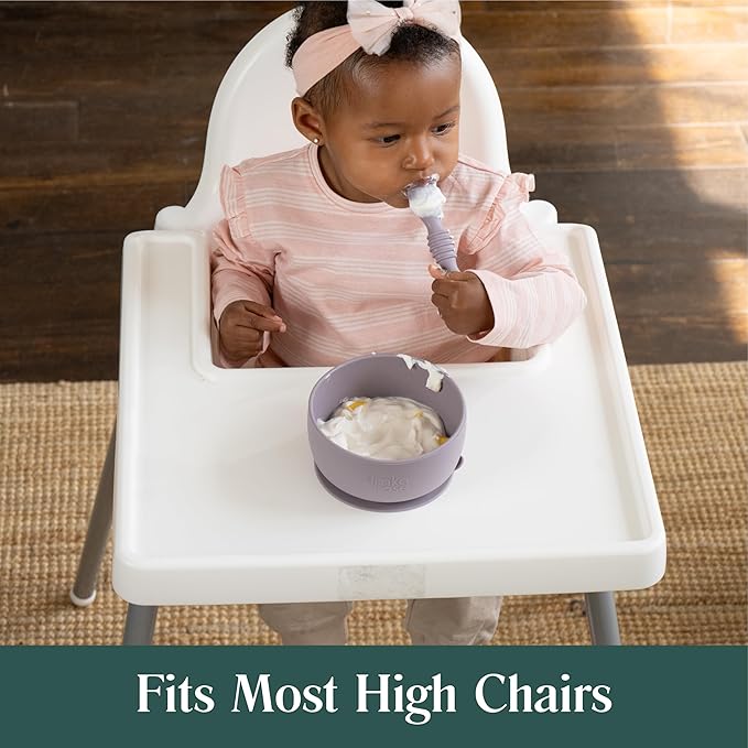 Simka Rose Baby Bowl and Spoon Set, Suction Bowls for Toddler, BPA-Free Silicone, Dishwasher and Microwave Safe Feeding Supplies (Lilac)