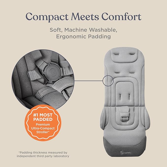 Ergobaby Metro+ Deluxe Compact Baby Stroller - Foldable, Lightweight Umbrella Stroller - Folds Down for Overhead Airplane Storage (Carries up to 50 lbs) - Car Seat Compatible - Skyline Shawdow