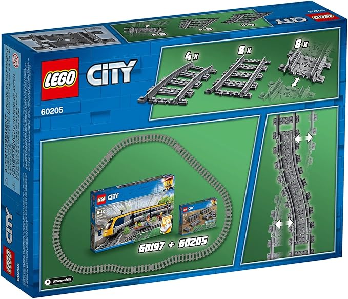 LEGO City Tracks - Train Track Expansion Set - Additional 20 Pieces Compatible with Our Sets - 8 Straight, 4 Curved, & 8 Flexible Tracks - 60205