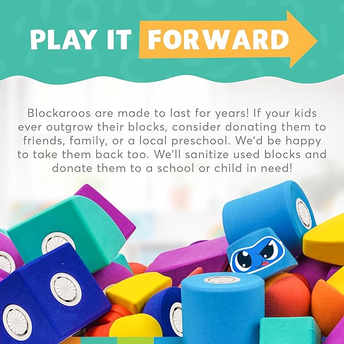 Blockaroo Magnetic Foam Bath Building Blocks - 50-Piece Trunk Set, Preschool Toys, Bathtub Toys, Sensory Toys, Engineering Toys for Kids 3-5