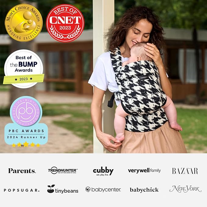 Momcozy Baby Carrier - Ergonomic, Cozy and Lightweight Carrier for 7-44lbs, Effortless to Put On, Ideal for Hands-Free Parenting, Enhanced Lumbar Support, Houndstooth