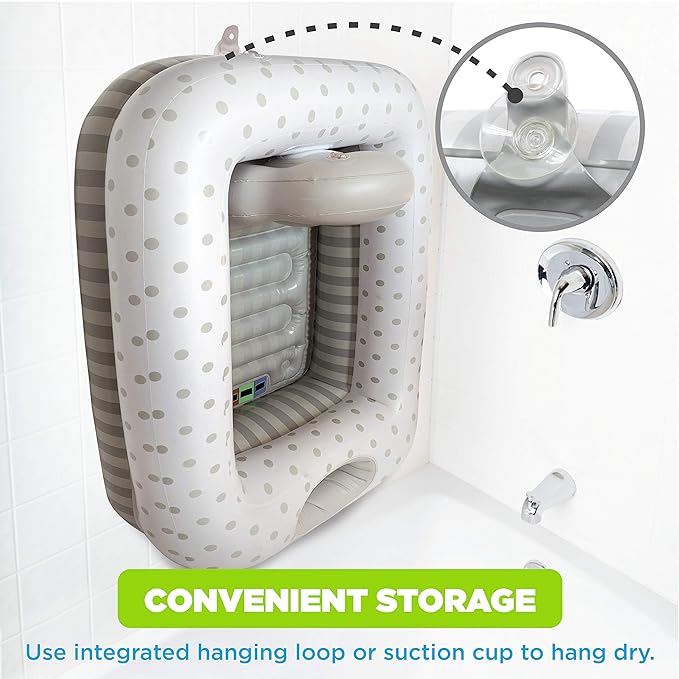 Playtex Baby Air-Filled Cushion Bath Tub - Free-Standing, Blow up, Portable, Inflatable, Safe Bathing, Baby Bathtub, Toddler Bathtub