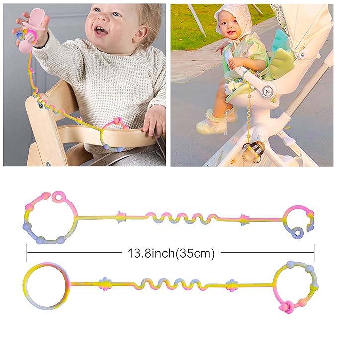 RTMOK Toy Straps for Baby,Silicone Setpacifier Clip,Applies to Car Seat Toy,Teether Toy,High Chair,Stroller Accessories,Baby Toy Clips,Cribs,Rocking Chair﻿