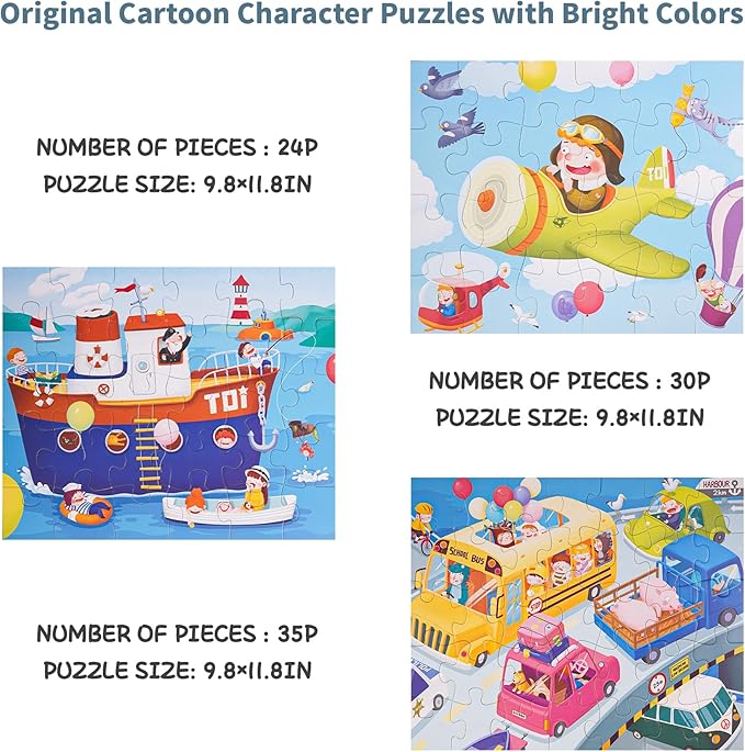 TOI Leveled Puzzles for Kids Aged 3 and Up, Toddler Puzzle Preschool Learning Jigsaw Puzzles, Large Pieces Educational Game for Boys Girls, Classic Education Step 3