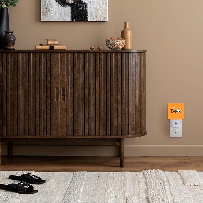 Happy Halloween Night Light,Boo! Ghost Night Lights Plug into Wall for Boys Girls Bedroom Decorative Half Round Nightlight Led Lamp 0.5W Sleep Friendly