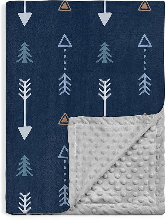 SANDJEST Kid Blanket for Boys with Double Layer Dotted Backing - Arrows Printed 30 x 40 Receiving Blankets Kids Gift for Birthday