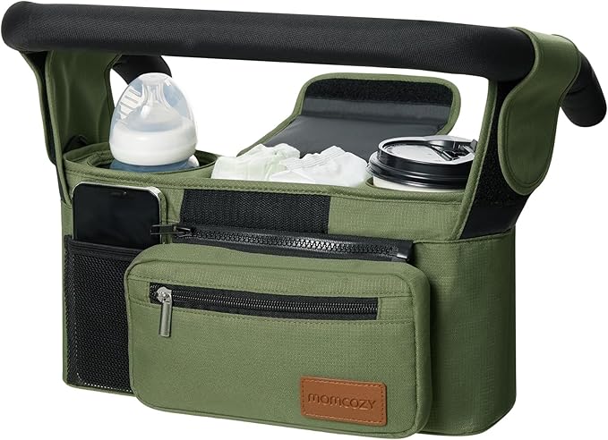 Momcozy Universal Stroller Organizer with Insulated Cup Holder Detachable Phone Bag & Shoulder Strap, Fits for Stroller like Uppababy, Baby Jogger, Britax, BOB, Umbrella and Pet Stroller