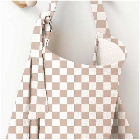 Muslin Nursing Covers for Breastfeeding, Privacy Breast Feeding Cover with Arch Neckline for Mom and Baby, Breathable 100% Cotton Nursing Apron Multi-use Stroller Cover