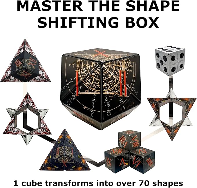 SHASHIBO Shape Shifting Box - Award-Winning Fidget Toy w/ 36 Rare Earth Magnets - Fidget Cube Transforms Into Over 70 Shapes, Sensory Toy Gift for Kids, Teens, and Adults (Renaissance)