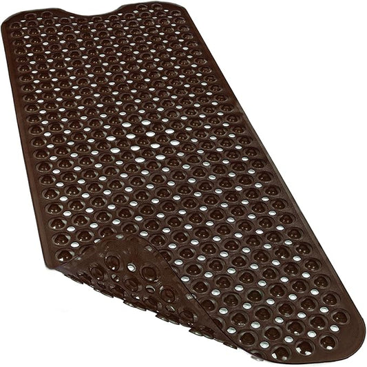 Linoows Bathtub and Shower Mats, 40x16 Inch Extra Large Non Slip Soft Bath Tub Mat with Suction Cups and Drain Holes for Bathroom Floor and Keep Tubs Clean, Machine Washable, Clear Chocolate