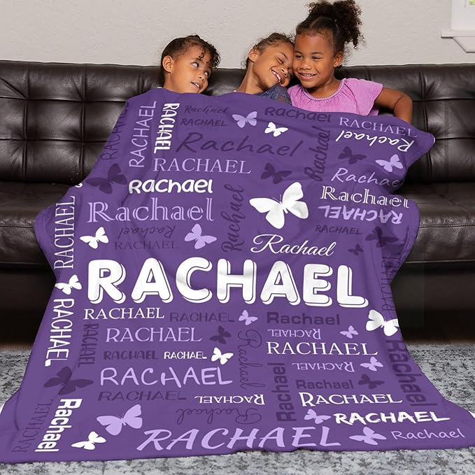 Personalized Throw Blanket with Name Custom Blankets Customized Baby Blanket for Girls Kids Adult Birthday Gift